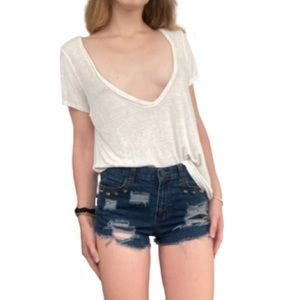 EMMA & SAM Oatmeal Deep V Tee